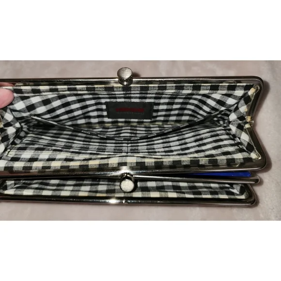 HOBO International Lauren Double Frame Leather Wallet Clutch In Royal Blue